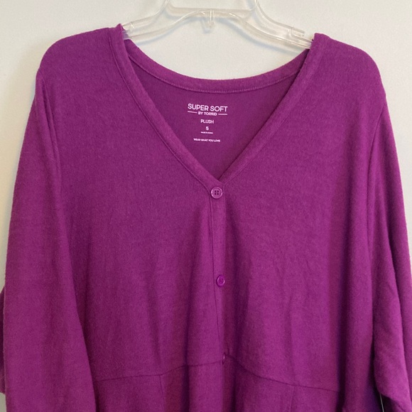 Torrid Purple Long Sleeve Dress- Hacci Front Pocket Skater Dress - Picture 3 of 10